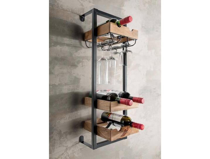 Flaschenregal für 6 Flaschen/Gläser 'Vino 6' Holz & Metall von main-möbel
