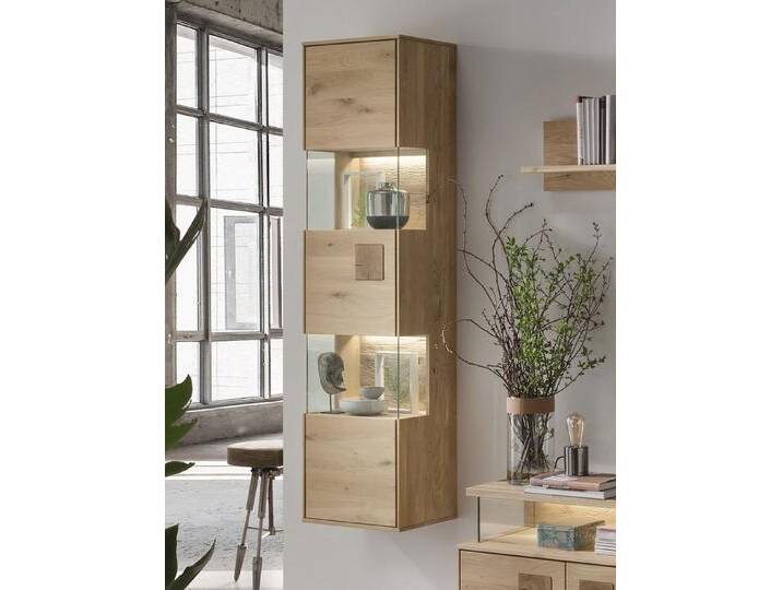 Hängevitrine 43x169cm 'Monza' Wildeiche geölt Linksanschlag von main-möbel