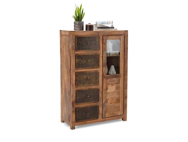 Highboard 100x150cm 'Delhi' Mango & Messing von main-möbel