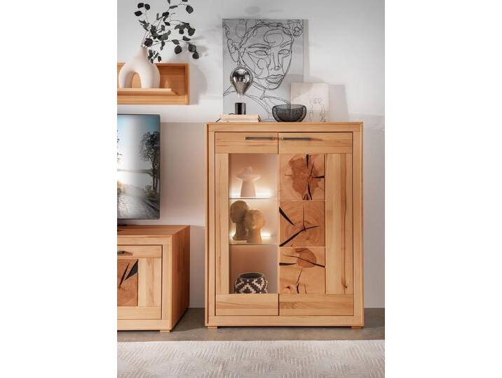 Highboard 103x135cm 'Danzig' Kernbuche geölt von main-möbel