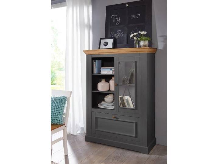 Highboard 108x152cm 'Zürich II' Kiefer massiv grau WZ-0133 von main-möbel