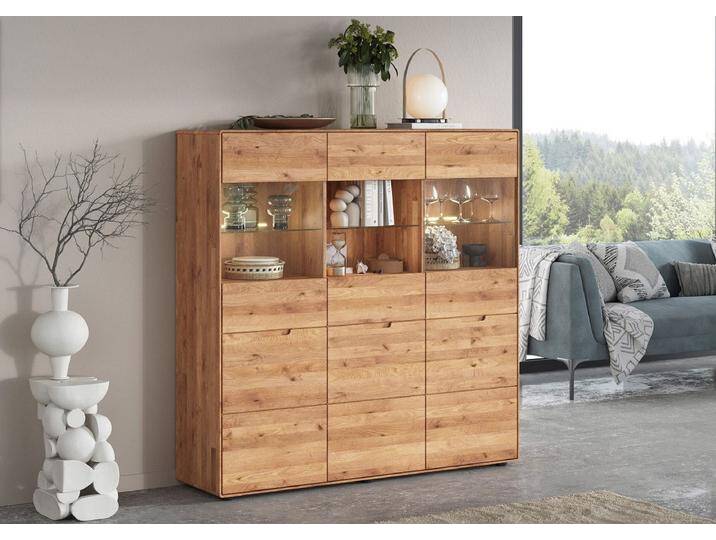 Highboard 149x145cm 'Kent' Wildeiche massiv von main-möbel