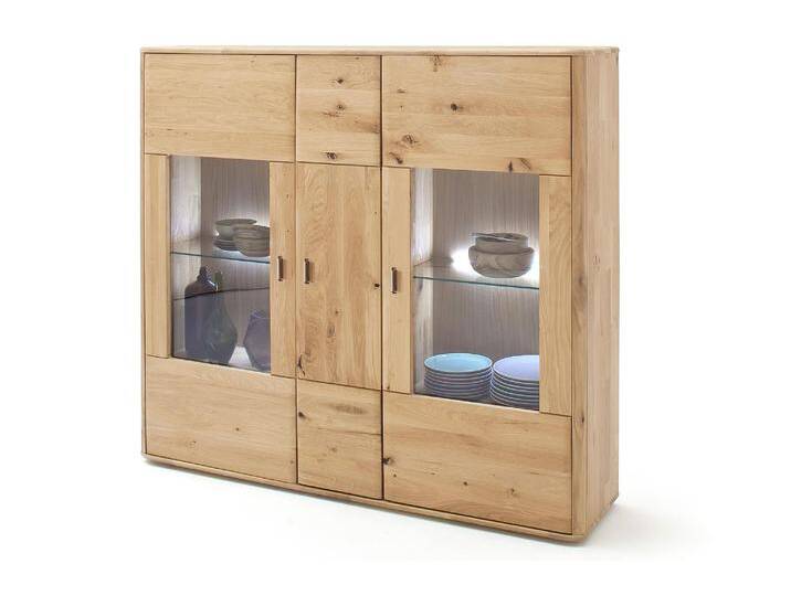 Highboard 156x141cm 'Borneo' Eiche massiv Bianco geölt von main-möbel