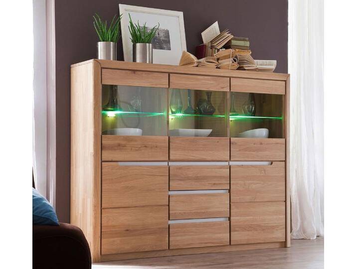 Highboard 180cm inkl.Beleuchtung 'Odessa' Wildeiche massiv von main-möbel