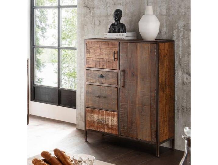 Highboard 90x120cm 'Compton' recyceltes Altholz & Eisen vintage von main-möbel