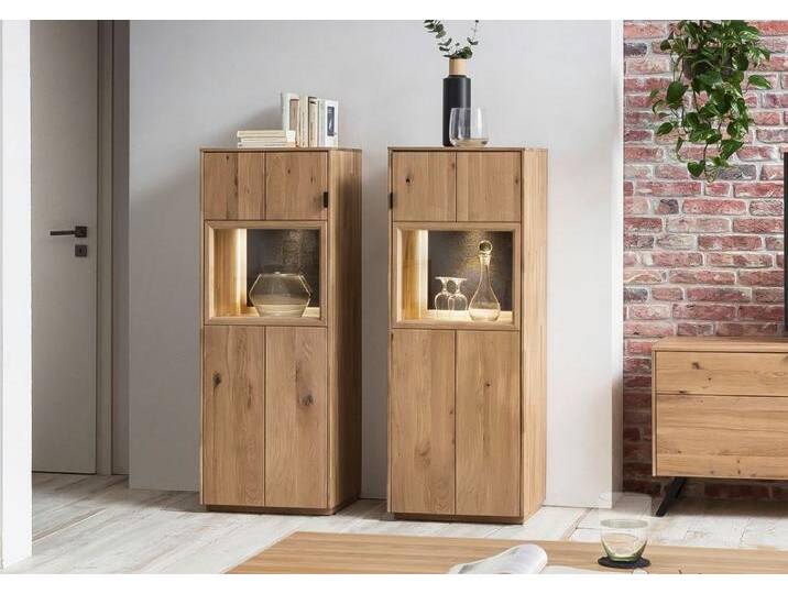 Highboard inkl.Beleuchtung links oder rechts 50x140cm 'Varese' Wildeiche massiv von main-möbel