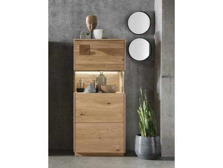Highboard m.Glastüre 63x145cm 'Monza' Wildeiche geölt von main-möbel