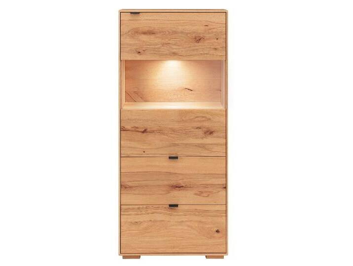 Highboard mit Beleuchtung 60x140cm 'Montana' Kernbuche geölt von main-möbel