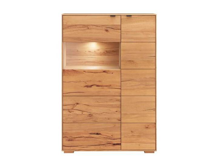 Highboard mit Beleuchtung 96x140cm 'Montana' Kernbuche geölt von main-möbel