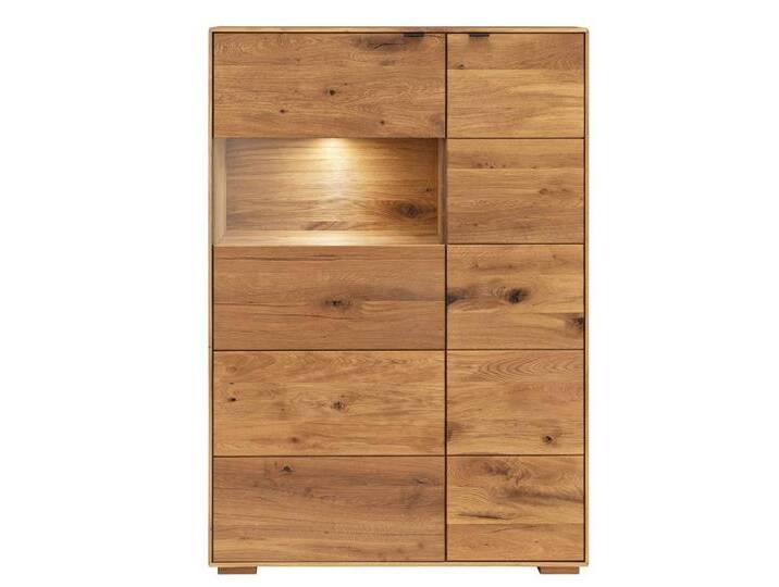Highboard mit Beleuchtung 96x140cm 'Montana' Wildeiche geölt von main-möbel