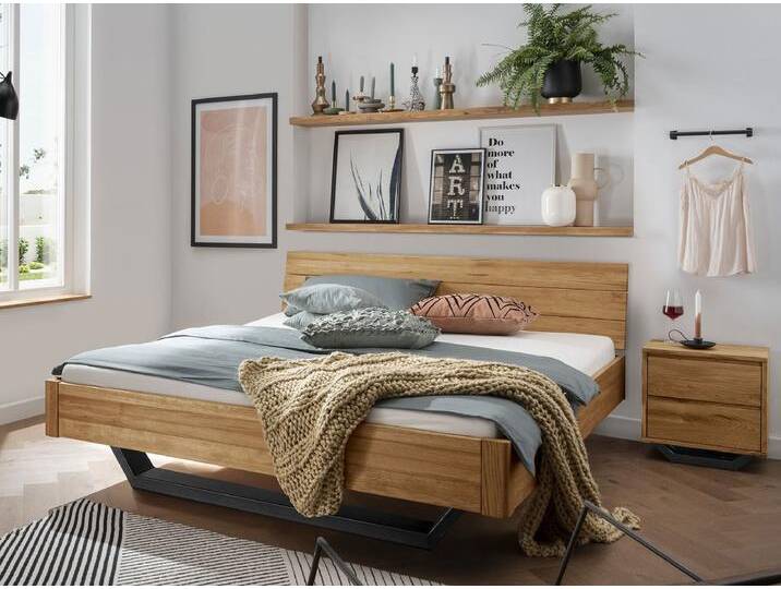 Jugendbett 'Mona II' 140x200cm Wildeiche geölt von main-möbel