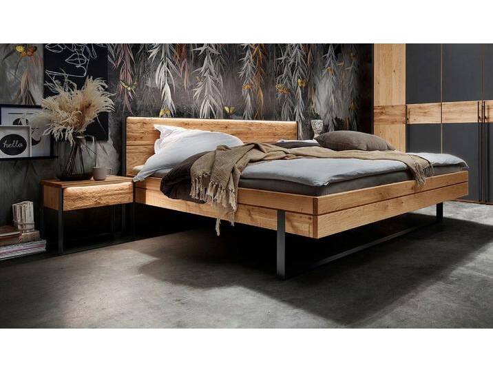 Jugendbett inkl. Beleuchtung 'Boston' 140x200cm Wildeiche geölt von main-möbel