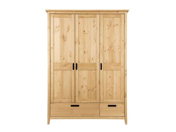 Kleiderschrank 3-trg. 'Maja' 144cm Kiefer massiv laugenfarbig von main-möbel