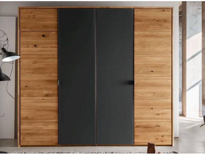 Kleiderschrank 4-trg. 245cm 'Salzburg' Wildeiche & Glas anthrazit von main-möbel
