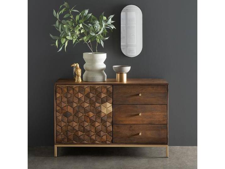Kommode 119x77cm 'Assuan' Mango & Metall goldfarbig WZ-0462 von main-möbel