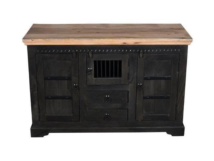 Main Möbel Sideboard Sideboard 130x85cm 'Mumbai' Mango natur & schwarz, schwarz von main-möbel
