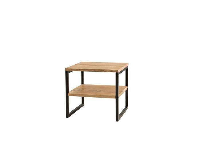 Main Möbel Beistelltisch Beistelltisch 40x40cm Lissabon Wildeiche Stahl schwarz von main-möbel