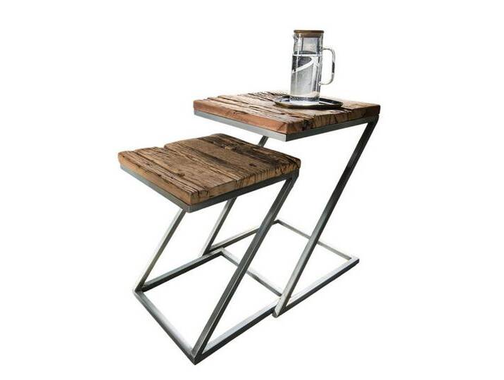 Main Möbel Beistelltisch Beistelltische 2er-Set II Windsor Holz & Eisen, beige silberfarben Main Möbel Beistelltisch Beistelltische 2er-Set II Windsor Holz & Eisen, beige silberfarben von main-möbel