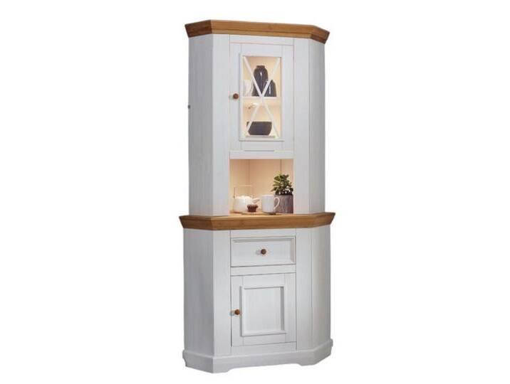 Main Möbel Buffet-Vitrine Eckbuffet Zürich Kiefer massiv weiß WZ-0133 von main-möbel
