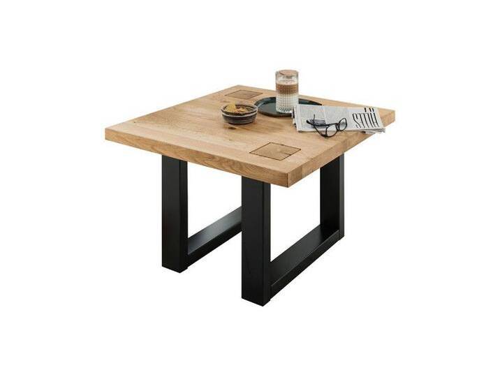 Main Möbel Couchtisch Couchtisch Tisch 70x70cm Wildeiche geölt Bergamo, beige schwarz von main-möbel