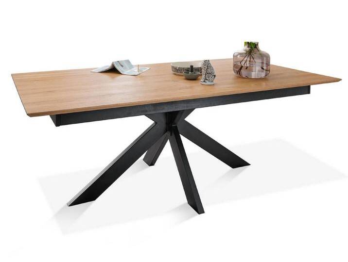 Main Möbel Esstisch Ausziehtisch 180(265)x100cm Hamburg Wildeiche & Metall schwarz von main-möbel