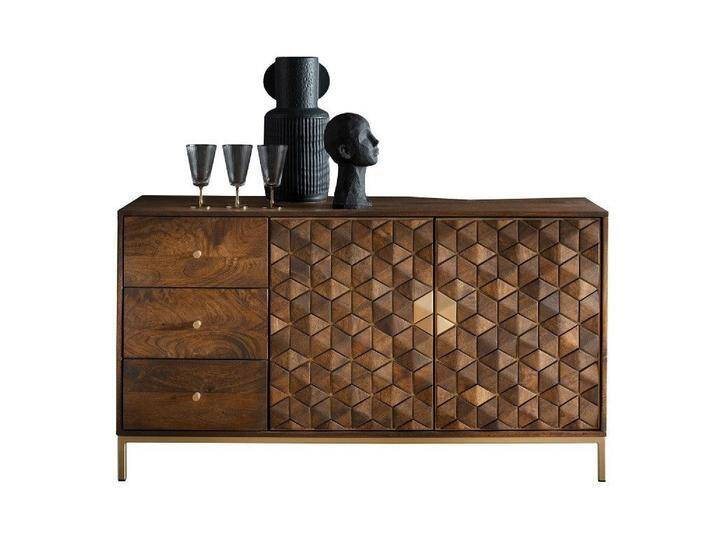 Main Möbel Kommode Sideboard 140x77cm \ Assuan\ Mango & Metall goldfarbig von main-möbel