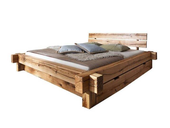 Main Möbel Massivholzbett Balkenbett Daniel mit Schubkasten 180x200cm von main-möbel