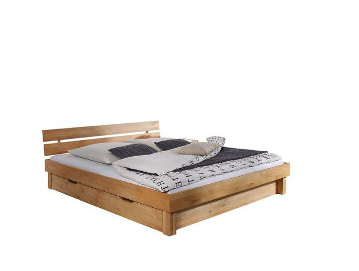 Main Möbel Massivholzbett Bett mit Bettkästen 'Lewis' 140x200cm Kernbuche geölt von main-möbel