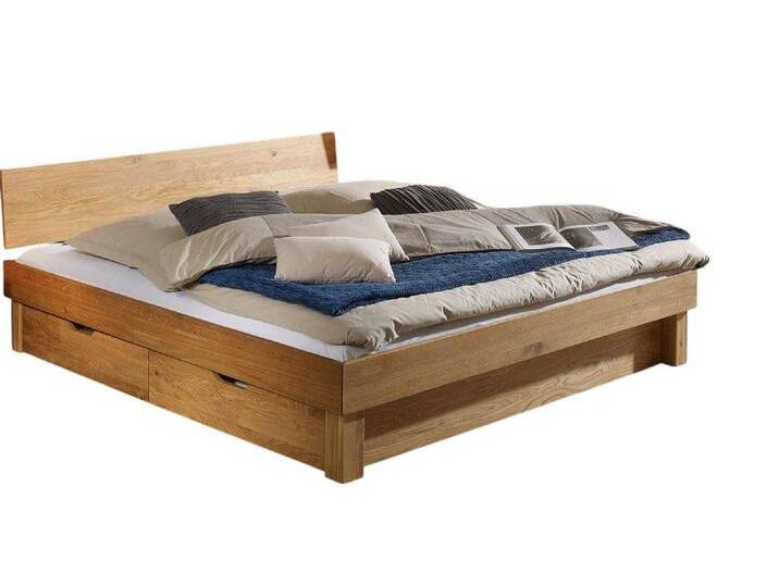 Main Möbel Massivholzbett Bett mit Bettkästen 'Lewis' 200x200cm Wildeiche geölt, beige Main Möbel Massivholzbett Bett mit Bettkästen 'Lewis' 200x200cm Wildeiche geölt, beige von main-möbel