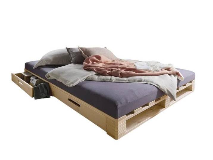 Main Möbel Palettenbett Palettenbett mit Schubkästen 140x200cm Kiefer massiv unbehandelt Main Möbel Palettenbett Palettenbett mit Schubkästen 140x200cm Kiefer massiv unbehandelt von main-möbel