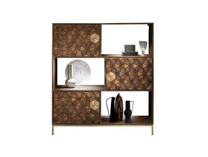 Main Möbel Standregal 130x143cm Assuan Mango & Metall goldfarbig, braun von main-möbel