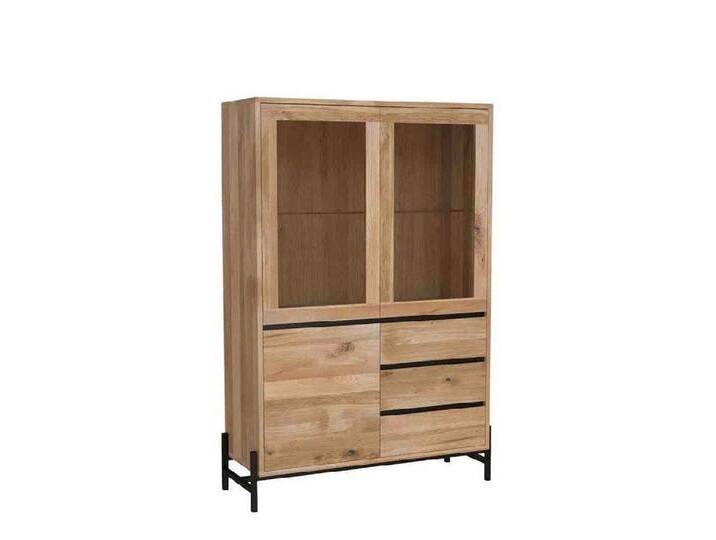 Main Möbel Standvitrine Vitrine 106x160cm 'Veneza' Eiche & Metall schwarz von main-möbel