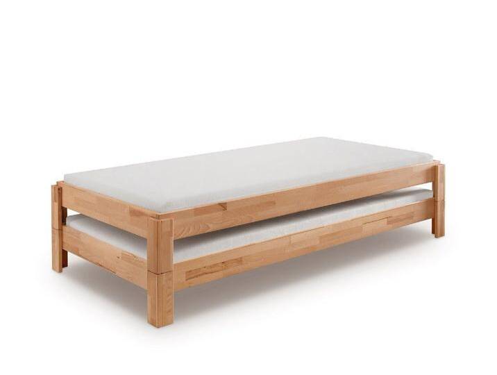Main Möbel Stapelbett 2er-Set Stapelbett 90x200cm 'Dubi' Buche massiv natur geölt von main-möbel
