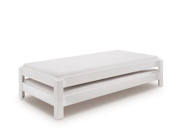 Main Möbel Stapelbett 2er-Set Stapelbett 90x200cm 'Dubi' Buche massiv weiß lackiert, beige weiß Main Möbel Stapelbett 2er-Set Stapelbett 90x200cm 'Dubi' Buche massiv weiß lackiert, beige weiß von main-möbel