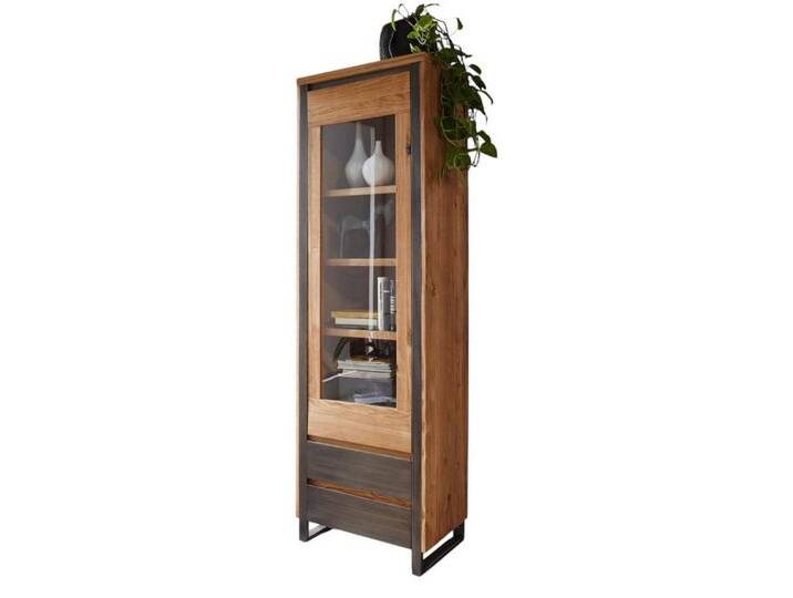 Main Möbel Vitrine Vitrine 62x204cm 'Taipeh' Eiche & Metall gebürstet von main-möbel