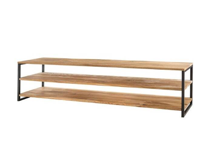Regal 160x46cm 'Lissabon' Wildeiche Stahl schwarz von main-möbel