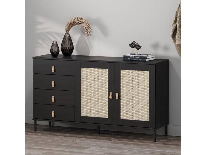 Sideboard 140x80cm 'Seattle' Kiefer massiv schwarz 4SK & 2 Türen Sideboard 140x80cm 'Seattle' Kiefer massiv schwarz 4SK & 2 Türen von main-möbel