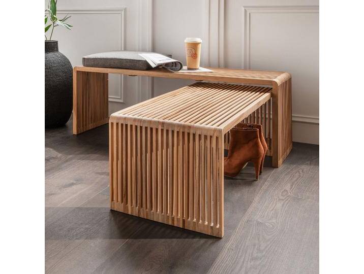 Sitzbank 2er-Set 'Woody' recyceltes Teakholz von main-möbel