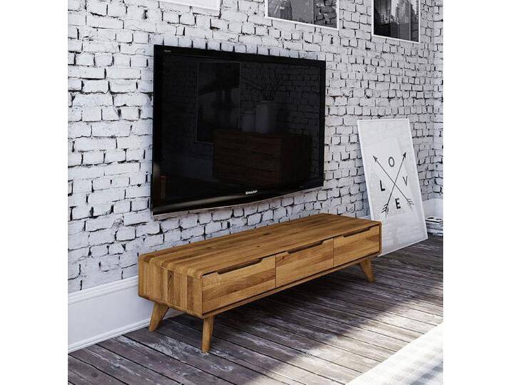TV Board 134x34cm 'Jakob' Wildeiche massiv von main-möbel