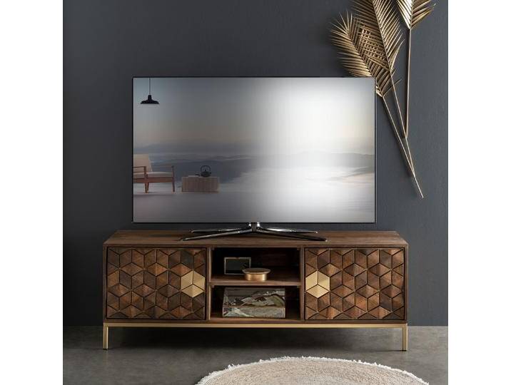TV Board 145x50cm 'Assuan' Mango & Metall goldfarbig WZ-0462 von main-möbel