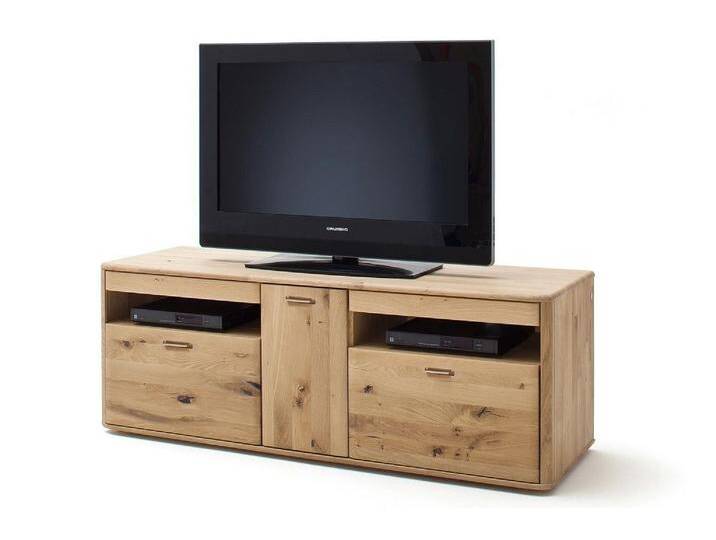 TV Board 156x58cm 'Borneo' Eiche massiv Bianco geölt von main-möbel