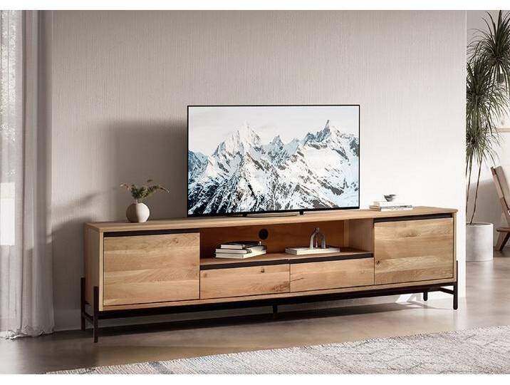 TV Board 204x51cm 'Veneza' Wildeiche & Metall schwarz von main-möbel