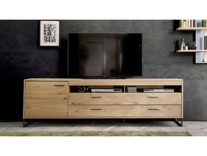 TV Board 224x67cm 'Brisbane' Eiche Bianco teilmassiv von main-möbel