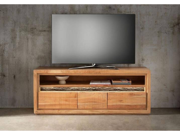 TV Board inkl. Beleuchtung 163x63cm 'Trondheim' Akazie massiv von main-möbel