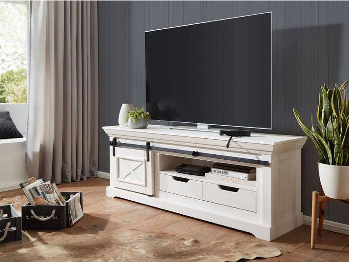 TV Element 153x57cm 'Oregon' Kiefer weiß & Eisen WZ-0548 von main-möbel