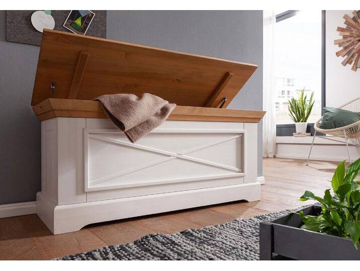 Truhe 109x50cm 'Zürich' Kiefer massiv weiß WZ-0133 Truhe 109x50cm 'Zürich' Kiefer massiv weiß WZ-0133 von main-möbel