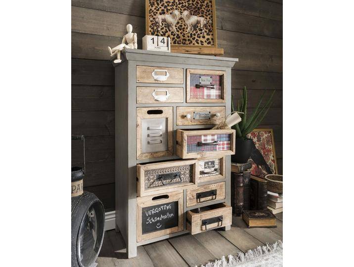 Unikat-Kommode 64x98cm 'Vintage' Mango vintage grau von main-möbel