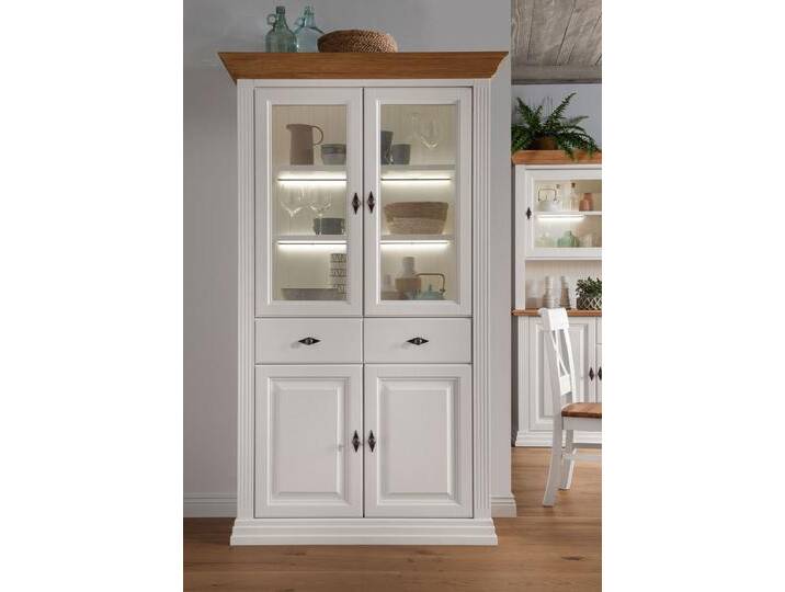 Vitrine 116x199cm 'Jale' Kiefer & Eiche massiv WZ-0622 von main-möbel