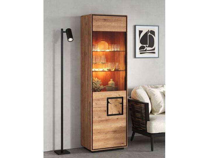 Vitrine 60x203cm 'Zarah' Wildeiche geölt Linksanschlag von main-möbel