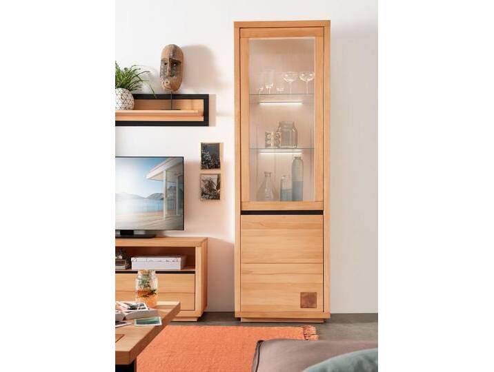 Vitrine 65x205cm 'Bergamo' Kernbuche geölt WZ-0159 von main-möbel